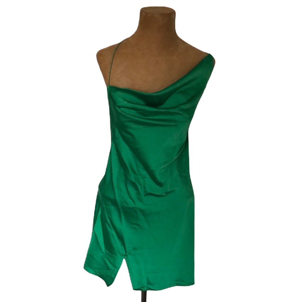 12th Tribe Cowl Neckline Backless Green Mini (Medium)